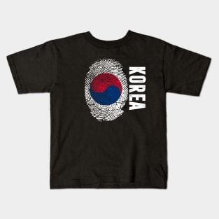 Korea Flag Fingerprint My Story DNA Korean Kids T-Shirt